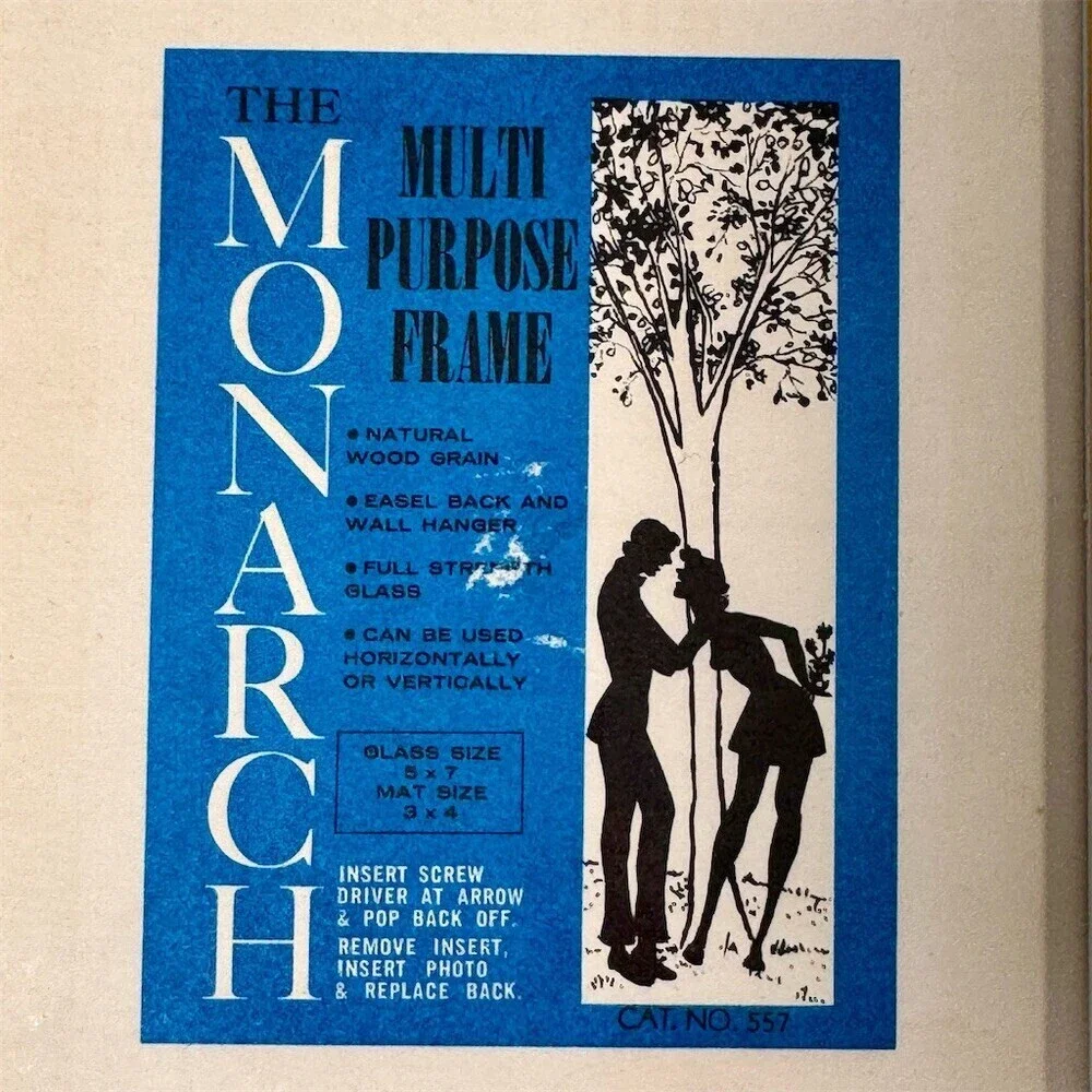 Vintage The Monarch Picture Frame 5x7 w/ 3x4 Mat Glass Front Easel Back Wall